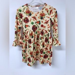 2 dresses Little Girl Toddler Long Sleeve Turkey thanksgiving Fall Winter Party